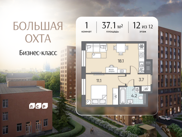 Квартира 37,1 м², 1-комнатная - изображение 1