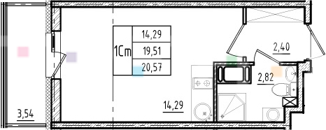 Квартира 19,5 м², студия - изображение 1