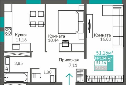 50,3 м², 2-комнатная квартира 6 932 000 ₽ - изображение 7