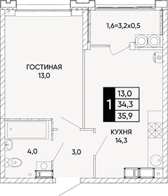 36 м², 1-комнатная квартира 5 990 000 ₽ - изображение 31