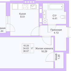 Квартира 36,1 м², 1-комнатная - изображение 3