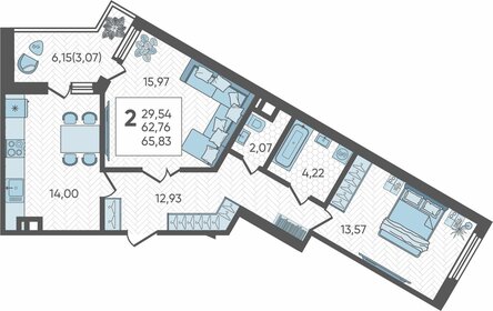 66,1 м², 2-комнатная квартира 10 245 500 ₽ - изображение 59