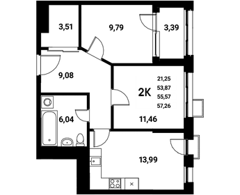 55,6 м², 2-комнатная квартира 8 612 377 ₽ - изображение 26