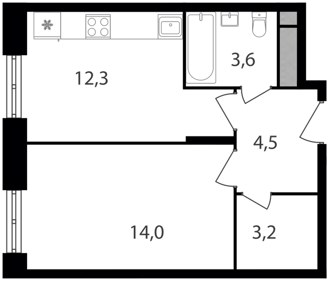 37,6 м², 1-комнатная квартира 13 223 920 ₽ - изображение 1