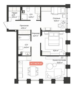 Квартира 67,1 м², 3-комнатная - изображение 1