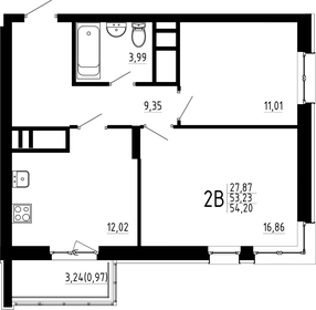 Квартира 54,2 м², 2-комнатная - изображение 1