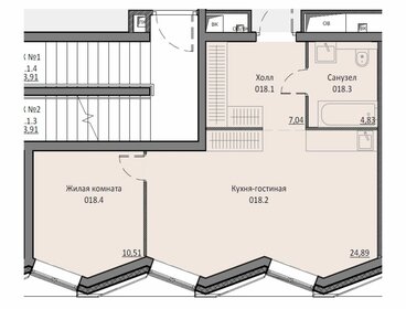 Квартира 47,1 м², 1-комнатные - изображение 1