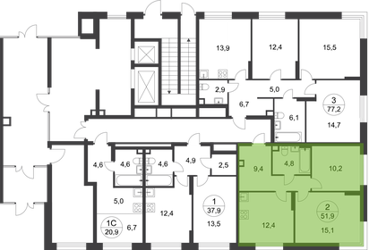 51,3 м², 2-комнатная квартира 14 300 000 ₽ - изображение 35