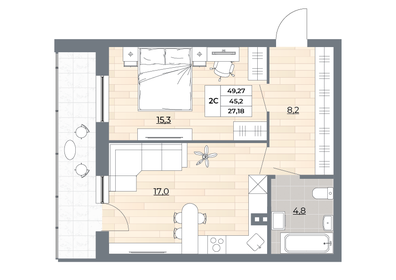 58,3 м², 4-комнатная квартира 5 300 000 ₽ - изображение 136