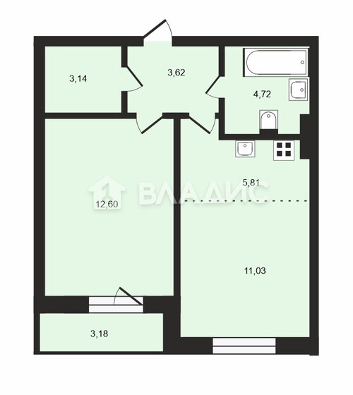 42,5 м², 2-комнатная квартира 6 850 000 ₽ - изображение 1