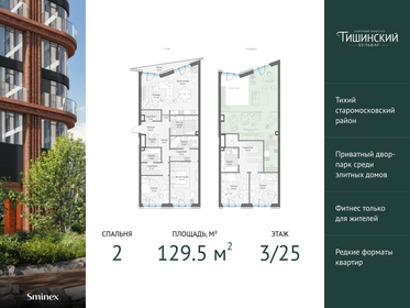 Квартира 129,5 м², 2-комнатная - изображение 1