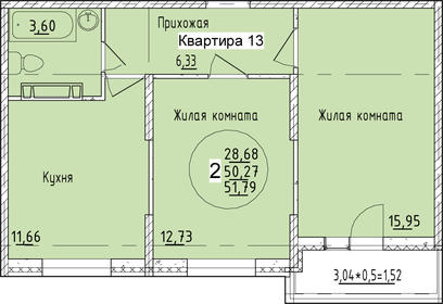 53 м², 2-комнатная квартира 7 124 465 ₽ - изображение 54