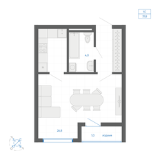 Квартира 31,6 м², студия - изображение 2