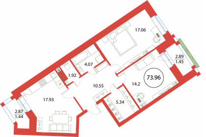 79,6 м², 3-комнатная квартира 11 500 000 ₽ - изображение 144
