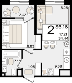 44 м², 1-комнатная квартира 9 500 000 ₽ - изображение 34
