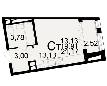 Квартира 21,2 м², студия - изображение 1