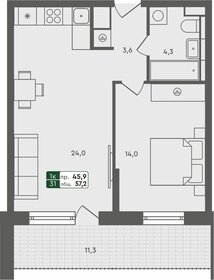 63,8 м², 1-комнатная квартира 7 260 000 ₽ - изображение 19