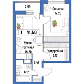 Квартира 41,5 м², 1-комнатная - изображение 1