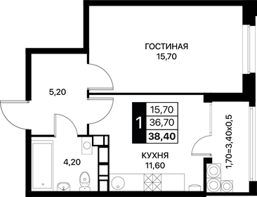 37,4 м², 1-комнатная квартира 4 100 000 ₽ - изображение 70