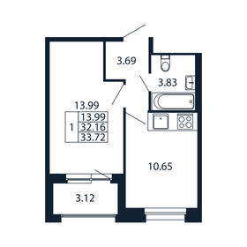 Квартира 33,7 м², 1-комнатная - изображение 4