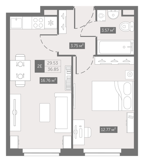 36,9 м², 1-комнатные апартаменты 6 001 538 ₽ - изображение 1