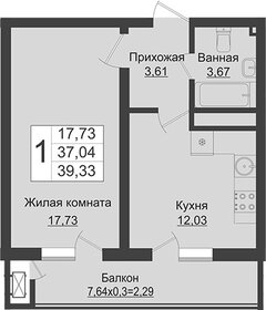 Квартира 39,3 м², 1-комнатная - изображение 1