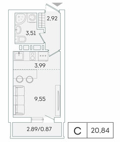 20,8 м², квартира-студия 3 592 636 ₽ - изображение 32