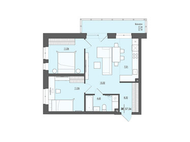 56,5 м², 3-комнатная квартира 6 400 000 ₽ - изображение 11
