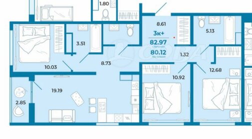 Квартира 83 м², 3-комнатная - изображение 1