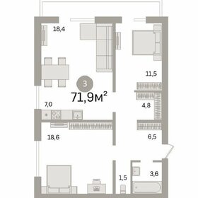 Квартира 71,9 м², 3-комнатная - изображение 1