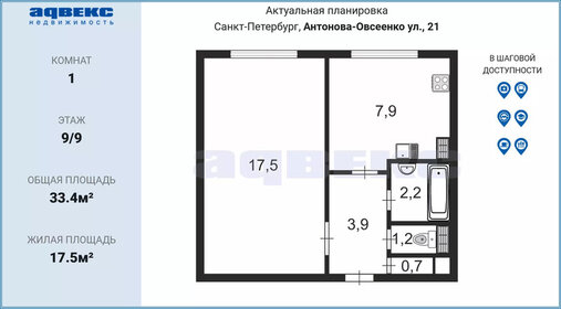 32,1 м², 1-комнатная квартира 6 290 000 ₽ - изображение 12