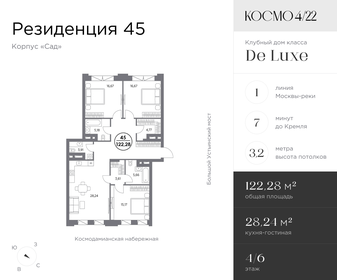 Квартира 122,3 м², 3-комнатные - изображение 1