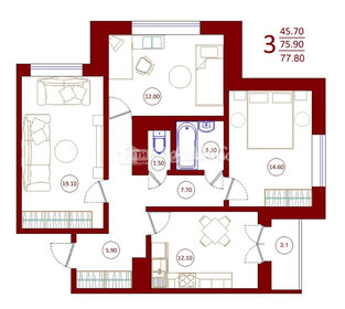 76,6 м², 3-комнатная квартира 5 718 400 ₽ - изображение 16