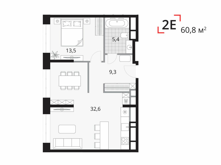 60,8 м², 2-комнатная квартира 25 366 000 ₽ - изображение 1