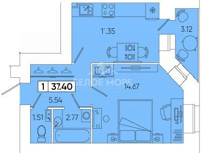 35,8 м², 1-комнатная квартира 5 012 980 ₽ - изображение 21