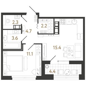 40,5 м², 1-комнатная квартира 15 742 172 ₽ - изображение 71