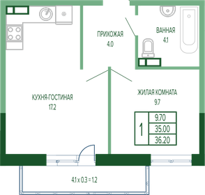 41,1 м², 1-комнатная квартира 7 000 000 ₽ - изображение 76