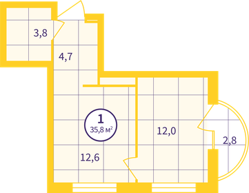 Квартира 33,9 м², 1-комнатная - изображение 2