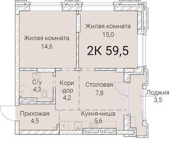 67,1 м², 2-комнатная квартира 9 500 000 ₽ - изображение 114