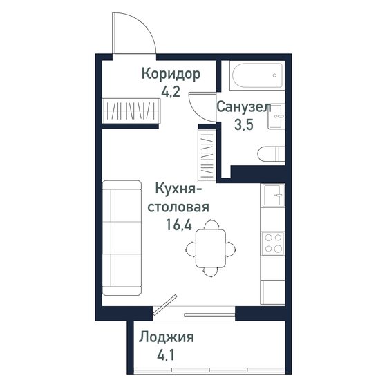 24,2 м², квартира-студия 3 146 000 ₽ - изображение 1