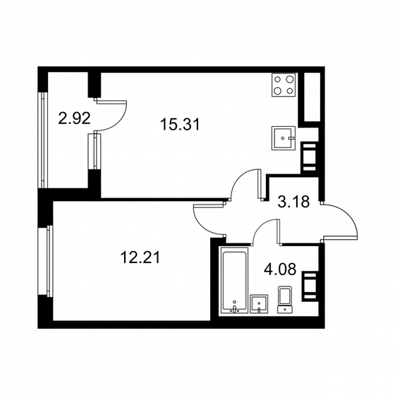 36,2 м², 1-комнатная квартира 5 689 680 ₽ - изображение 1