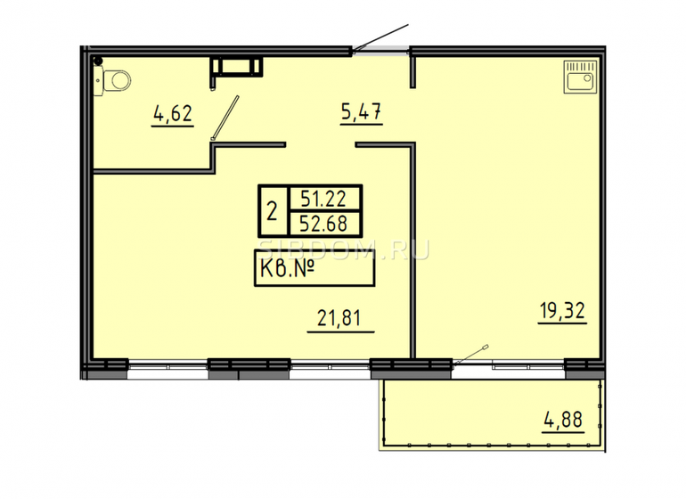 52,6 м², квартира-студия 5 300 000 ₽ - изображение 21