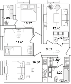 68,3 м², 3-комнатная квартира 17 747 666 ₽ - изображение 32