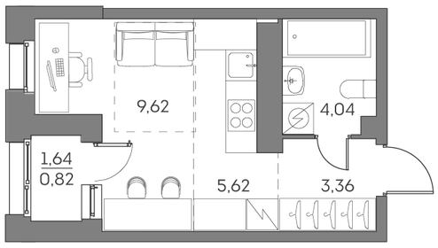 Квартира 23,5 м², студия - изображение 1