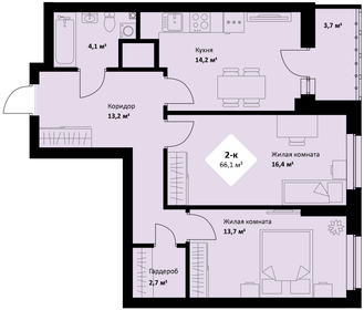 Квартира 66,1 м², 2-комнатная - изображение 1