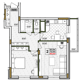 70 м², 2-комнатная квартира 13 999 990 ₽ - изображение 25