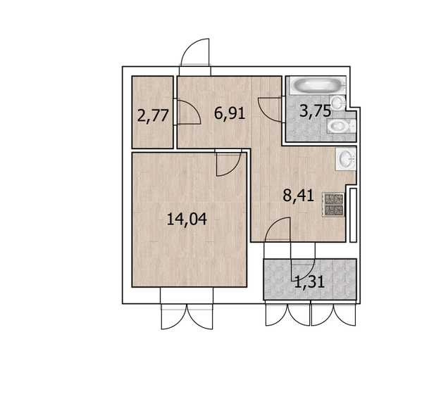 37,1 м², 1-комнатная квартира 5 870 000 ₽ - изображение 1