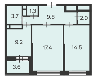 Квартира 58 м², 2-комнатная - изображение 1