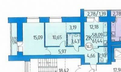 Квартира 61,4 м², 2-комнатная - изображение 1