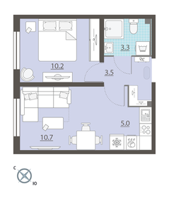 34,4 м², 1-комнатная квартира 3 992 601 ₽ - изображение 36